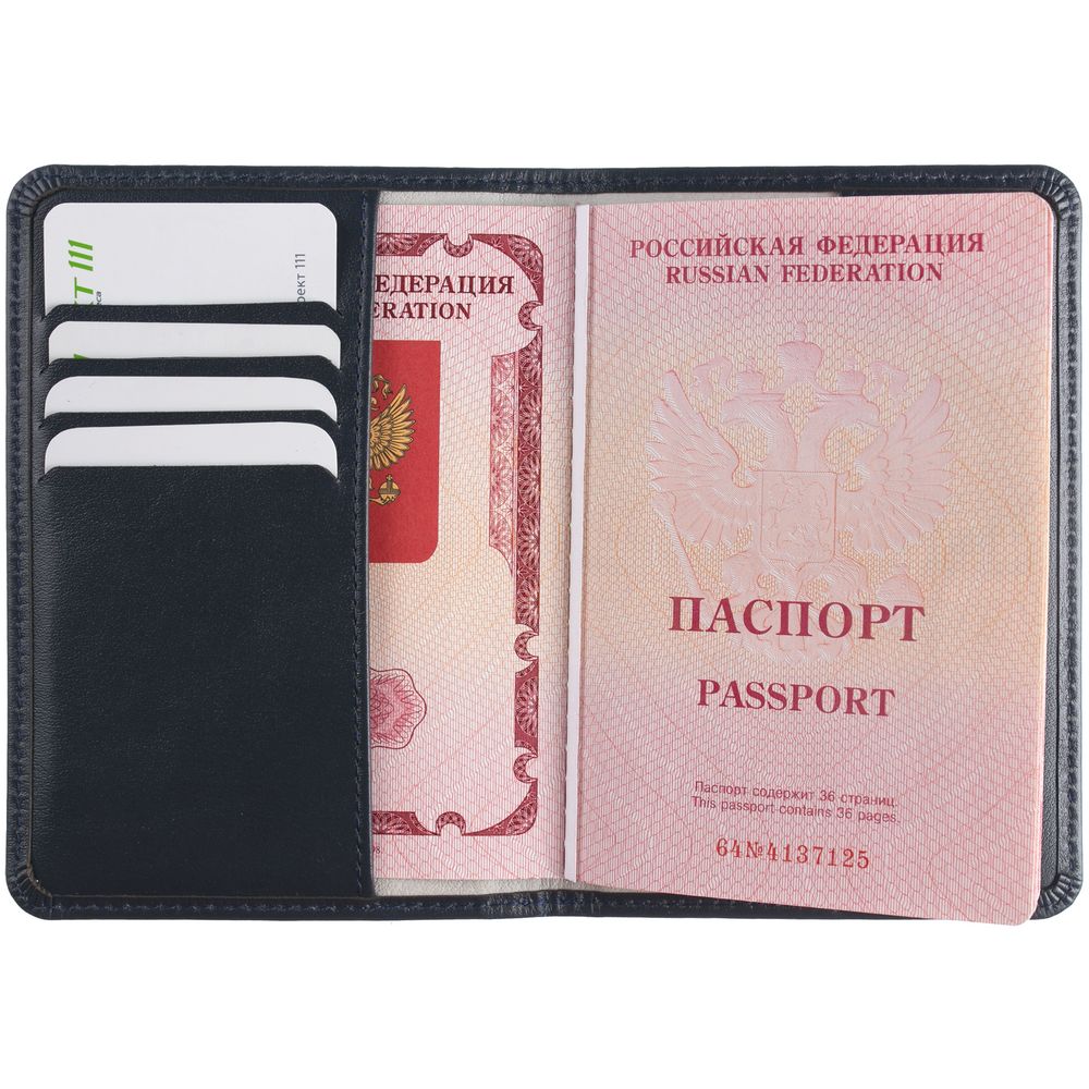 Обложка для паспорта Signature, синяя-5