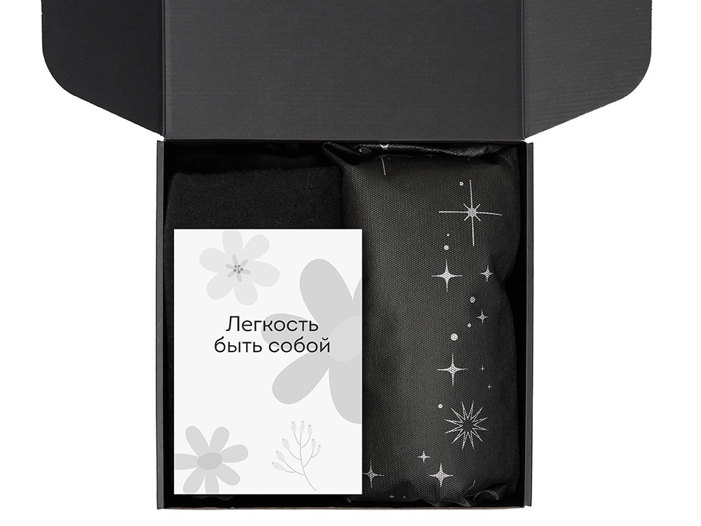 Подарочный набор Re:f. Walk с палантином, шоппером и термосом, черный-2