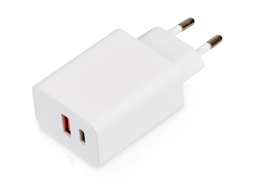 Сетевое зарядное устройство c выходами USB-A и USB-C Recharger Pro, быстрая зарядка QC/PD, 30 Вт, белый-0