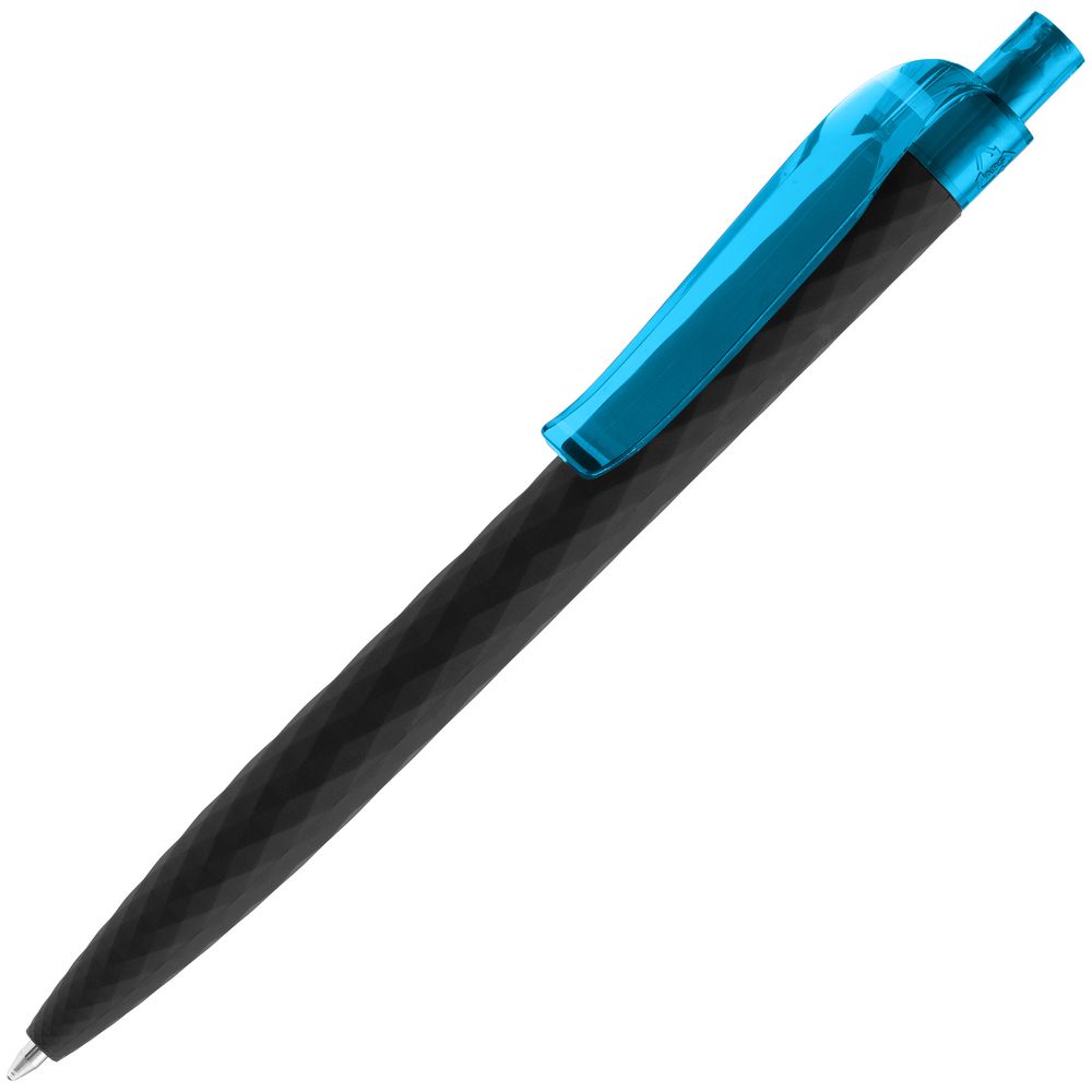 Ручка шариковая Prodir QS01 PRT-T Soft Touch, черная с голубым-0