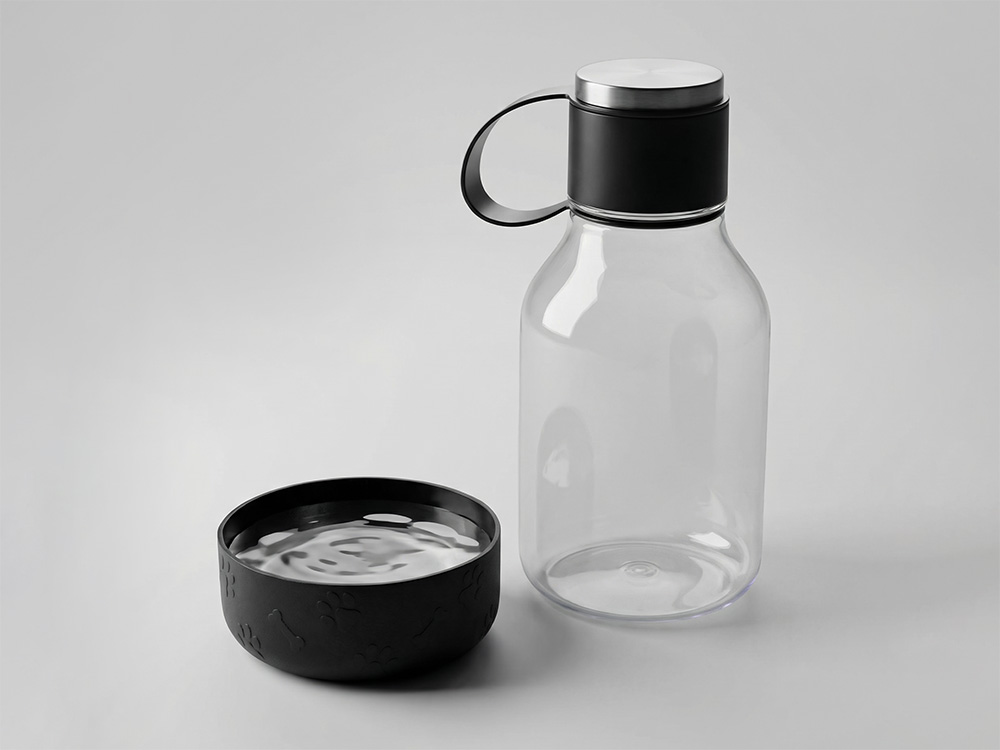 Бутылка для воды 2-в-1 Dog Bowl Bottle со съемной миской для питомцев, 1500 мл, черный-0