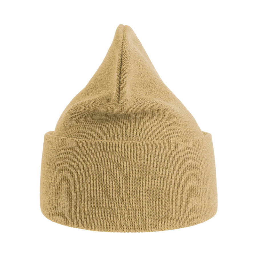 Шапка вязаная PURE  с отворотом из пряжи Polylana, бежевый-2