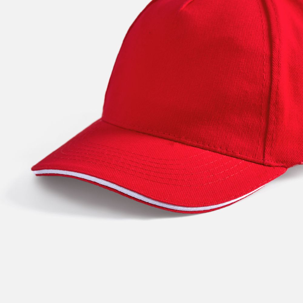Бейсболка Long Beach, красная с белым-2