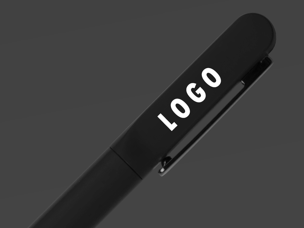 Металлическая шариковая ручка со светящимся логотипом Illuminata, черный-3