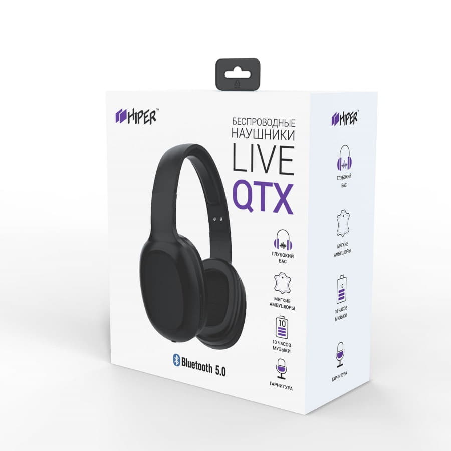 Наушники головные беспроводные Hiper LIVE QTX, черные, черный-3