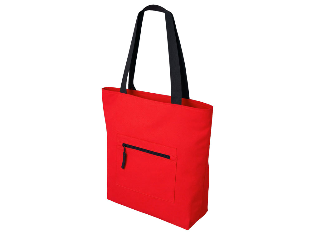 Сумка на молнии Zipper  Neo из хлопка 280 г c карманом на молнии спереди, красный-1