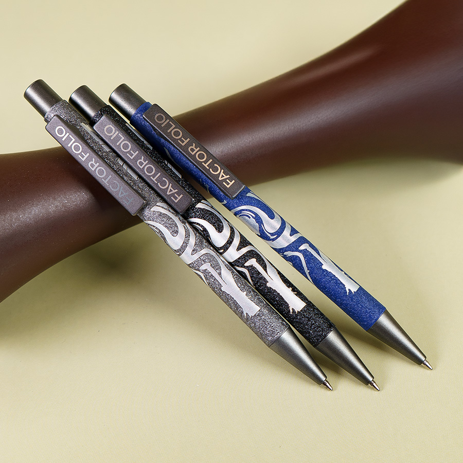 Ручка шариковая FACTOR FOLIO, черный, серебристый-2