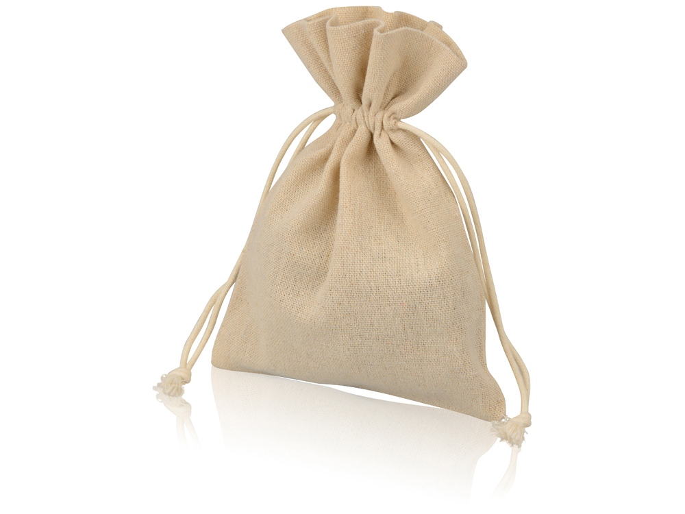 Мешочек подарочный, лен, средний, натуральный-0