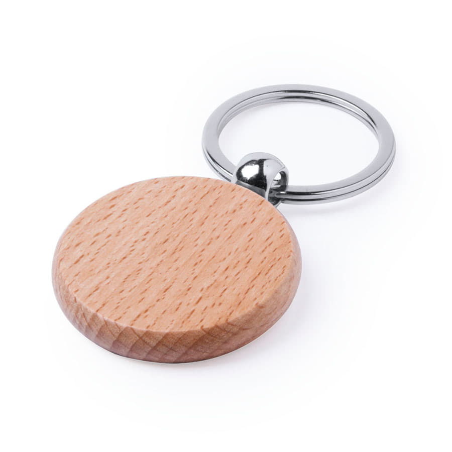 Брелок "PELTON", круглый, натуральный бук., светло-коричневый-2