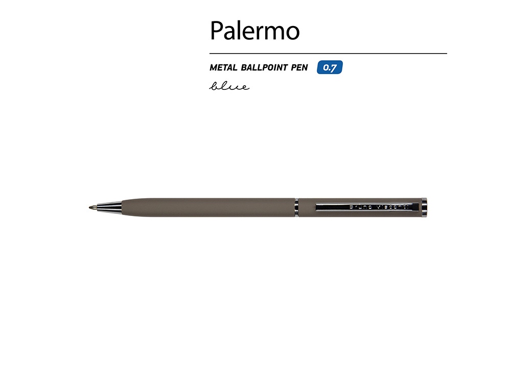 Ручка шариковая автоматическая BrunoVisconti® PALERMO цвет корпуса серый, soft-touch, 0.7 мм-1