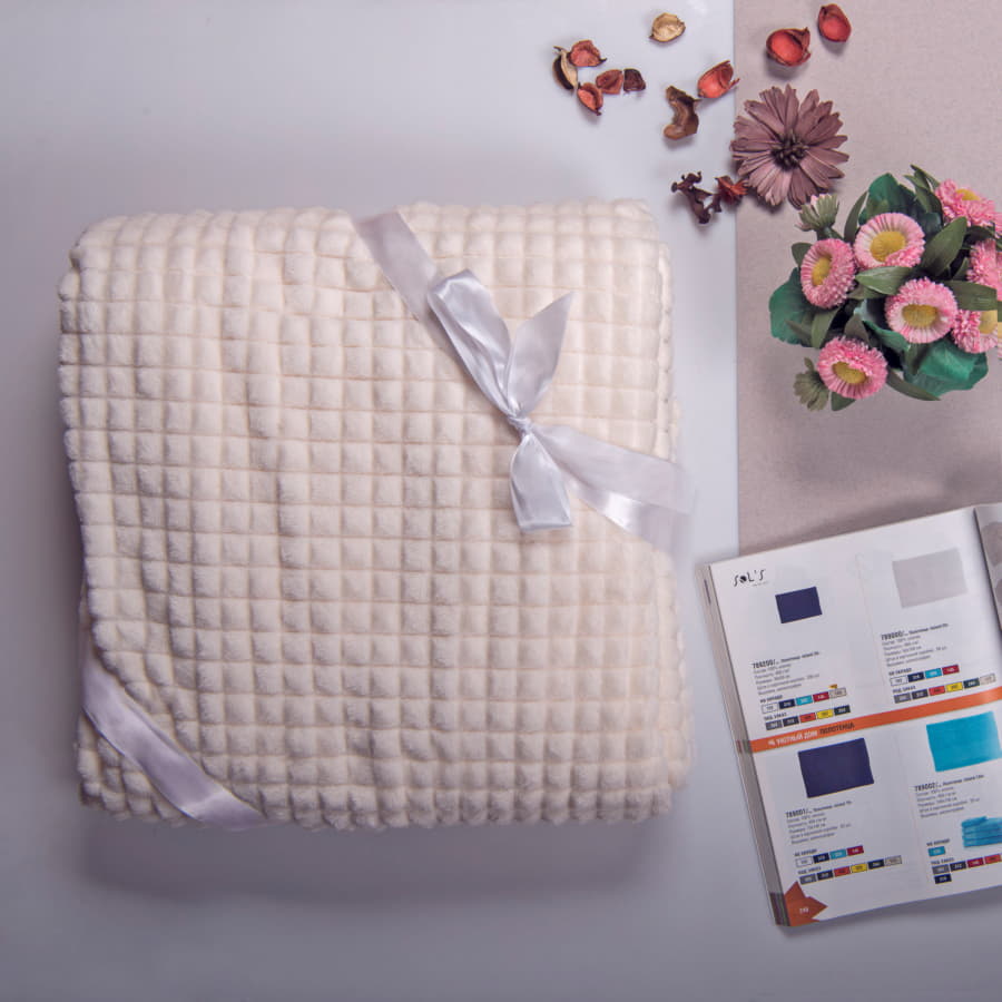 Плед фактурный IVORY", 150*200 см,  акрил  260 гр/м , белый-6