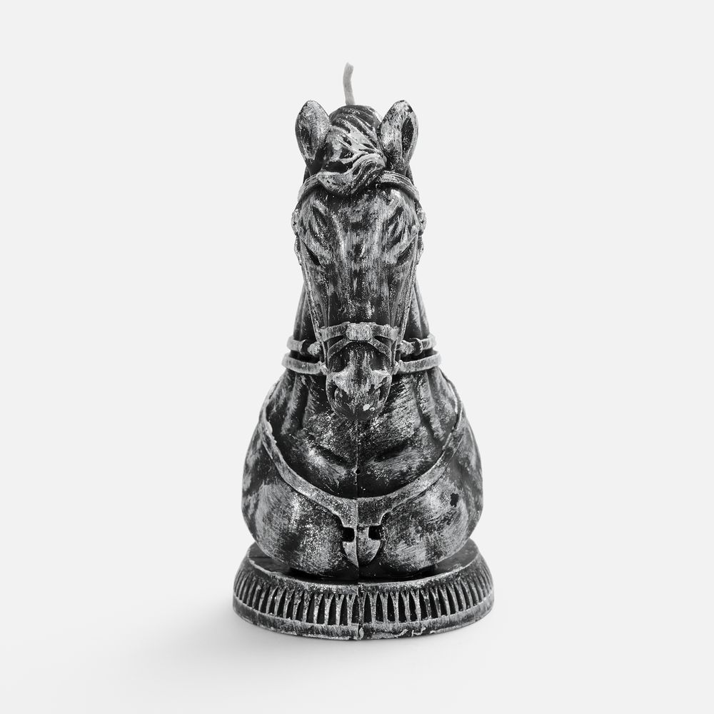 Свеча фигурная «Бюст лошади», серебристая-1