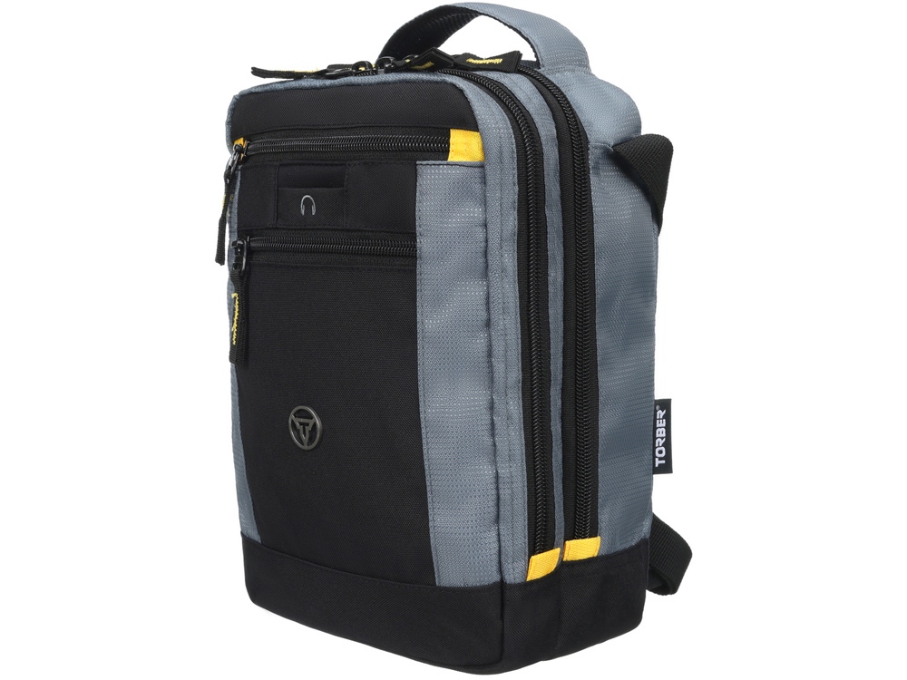 Сумка-планшет TORBER, черный/серый, полиэстер/добби, 22х10х29 см-1