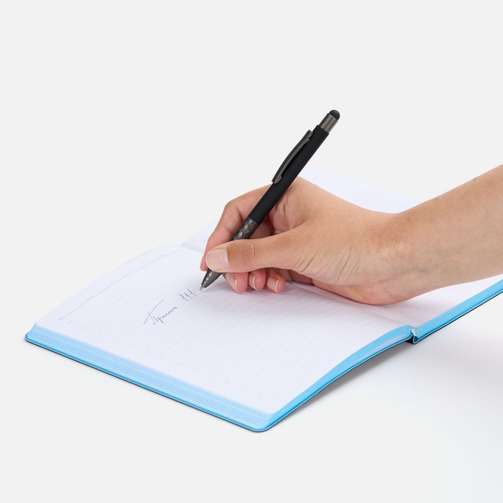 Ручка шариковая Digit Soft Touch со стилусом, черная-4