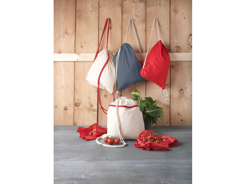 Рюкзак со шнурком Oregon хлопка плотностью 140 г/м2, серый-2