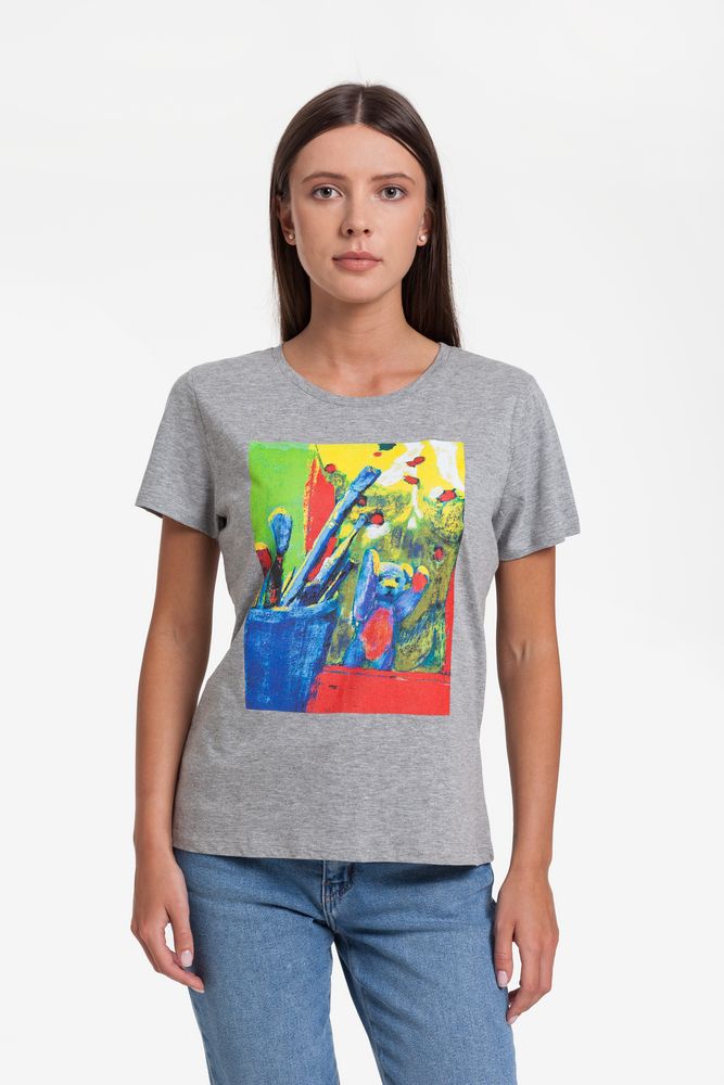 Футболка женская Artist Bear, серый меланж-0