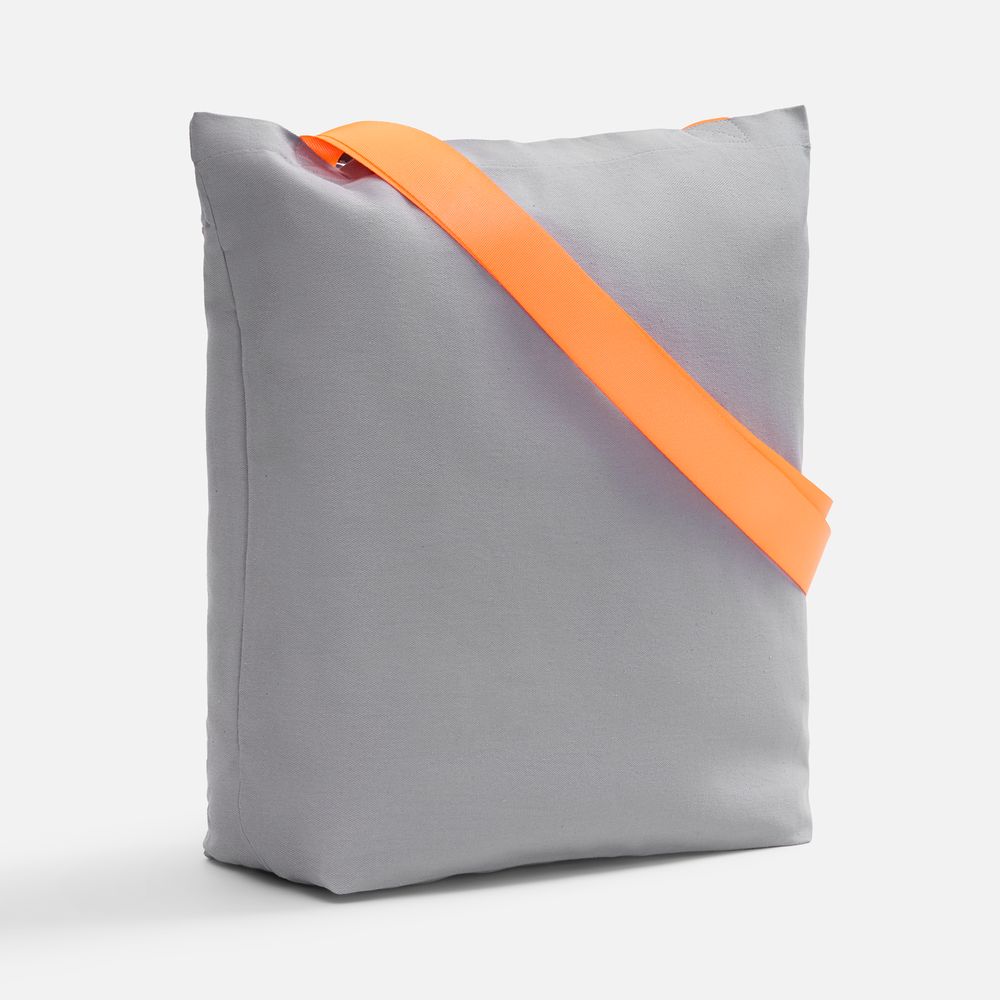 Шопер B5, серый с широкими оранжевыми ручками-0