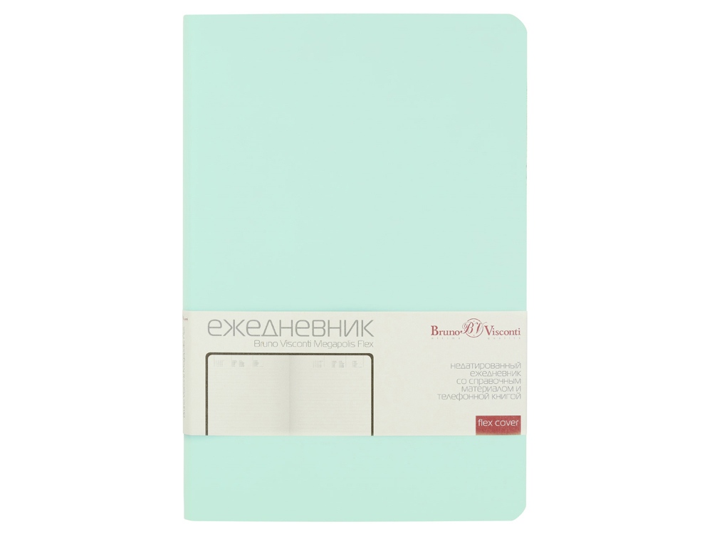 Ежедневник А5 недатированный Megapolis Velvet Flex, зефирный мятный-1