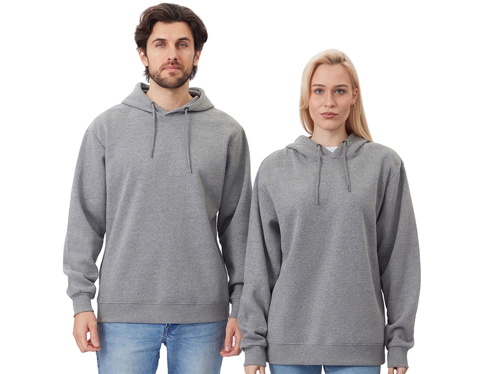 Толстовка с капюшоном оверсайз Lisbon унисекс, серый меланж-0
