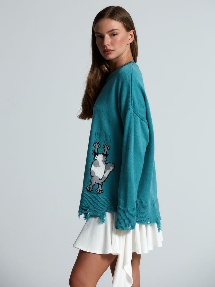 Свитер оверсайз Tricksy Net Grunge на заказ, акрил-5