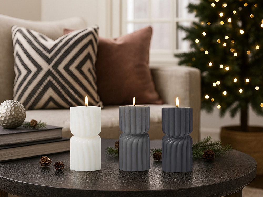 Набор свечей с гранями Vela, темно-серый, белый-21