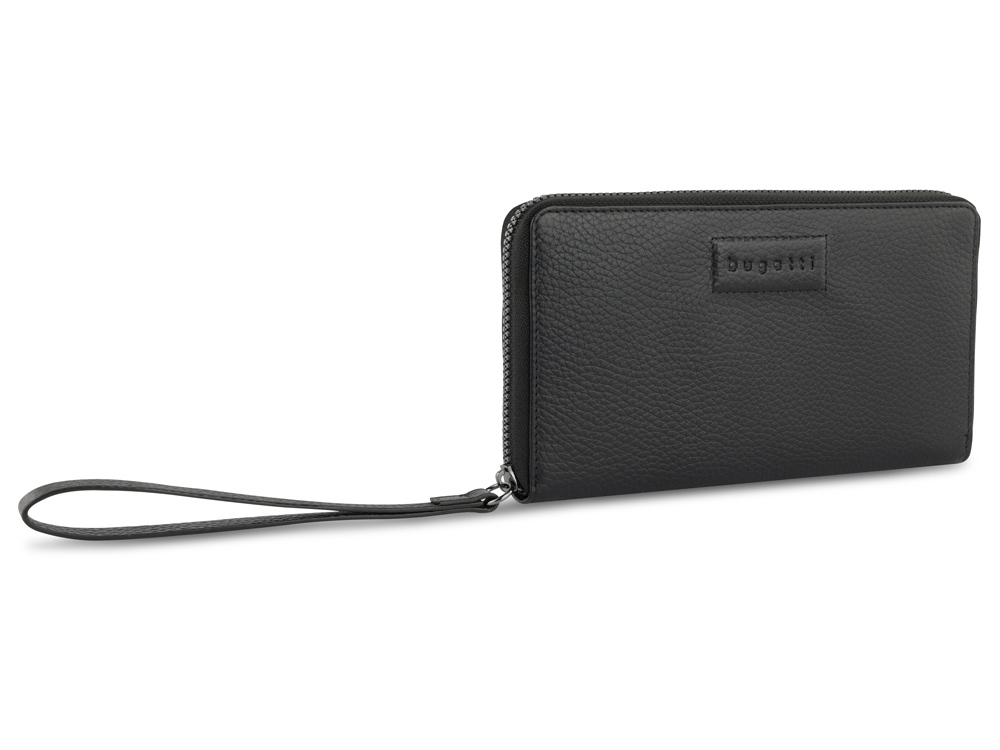 Кошелёк женский BUGATTI Elsa, с защитой данных RFID, чёрный, воловья кожа/полиэстер, 18,7х2х10 см-0