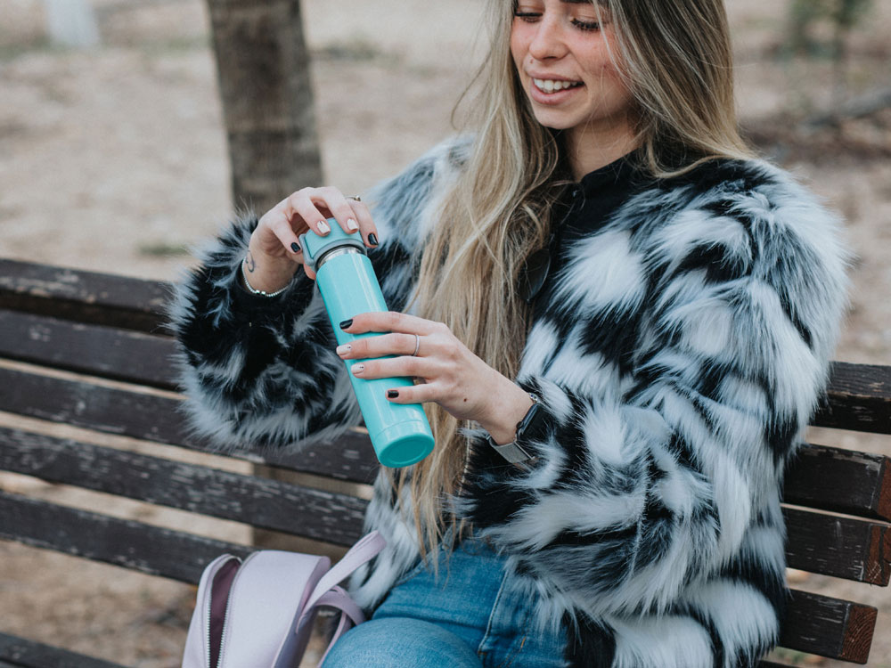 Термос SKINNY MINI, голубой-4