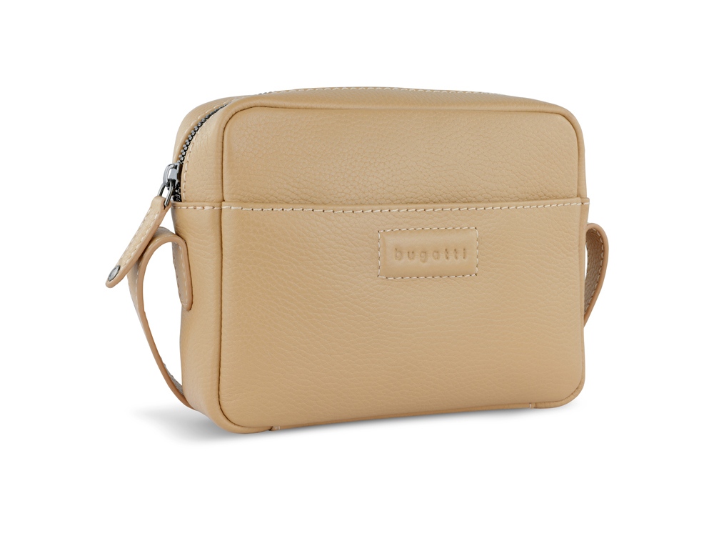 Сумка кросс-боди женская BUGATTI Elsa, песочного цвета, воловья кожа/полиэстер, 19х5,5х14 см-0