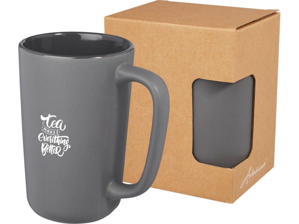 Керамическая кружка Perk объемом 480 мл, серый-5