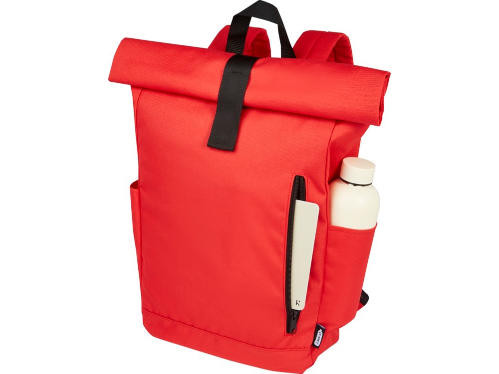 Рюкзак Byron 15,6 объемом 18 л со скручиваемым верхом, изготовленный из переработанного ПЭТ по стандарту GRS, красный-3
