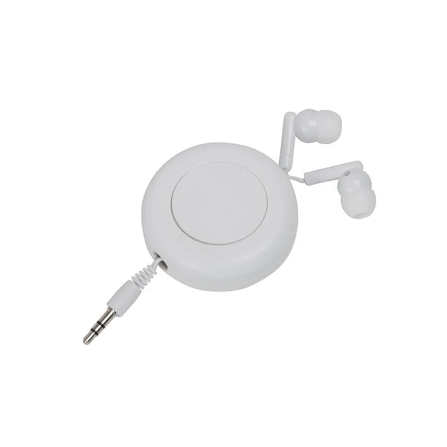 Наушники с убирающимся кабелем, белый-1