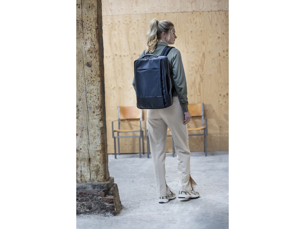 Expedition Pro расширяемый рюкзак для ноутбука из переработанных материалов по стандарту GRS,17 дюймов, объемом 35 л - сплошной черный-7