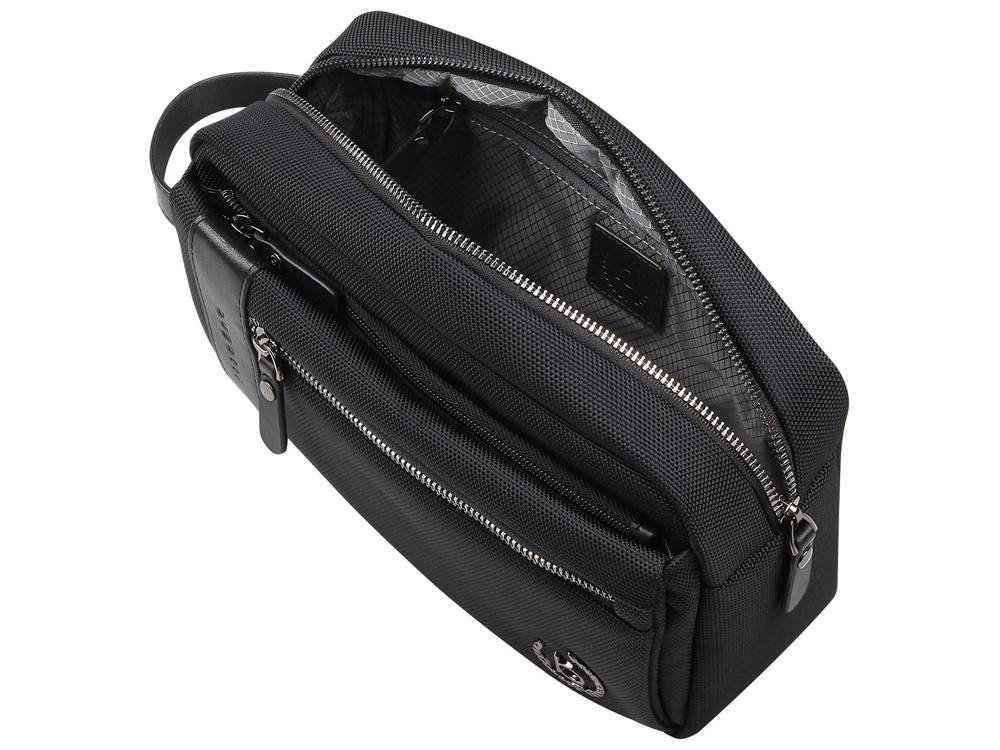 Несессер мужской BUGATTI Nero, чёрный, нейлон 1680D/кожа, 24х7,5х16 см-2