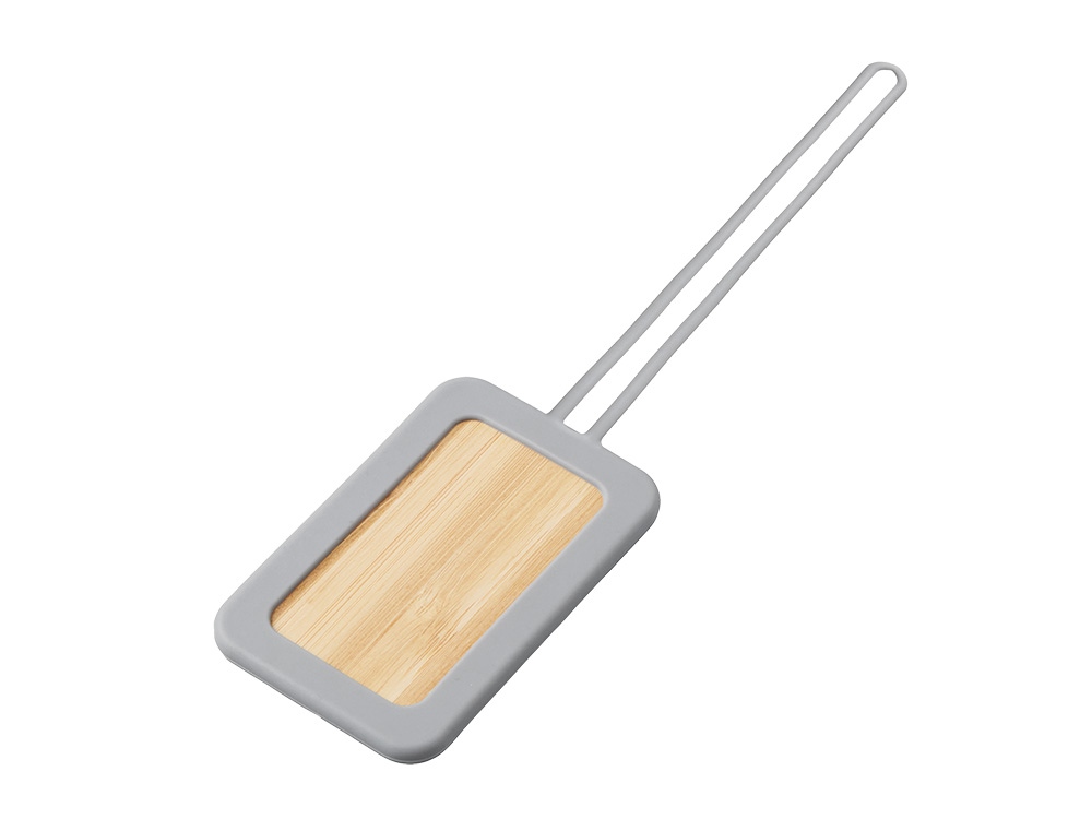 Бамбуковая багажная бирка с силиконовым чехлом Тагу, серый-0