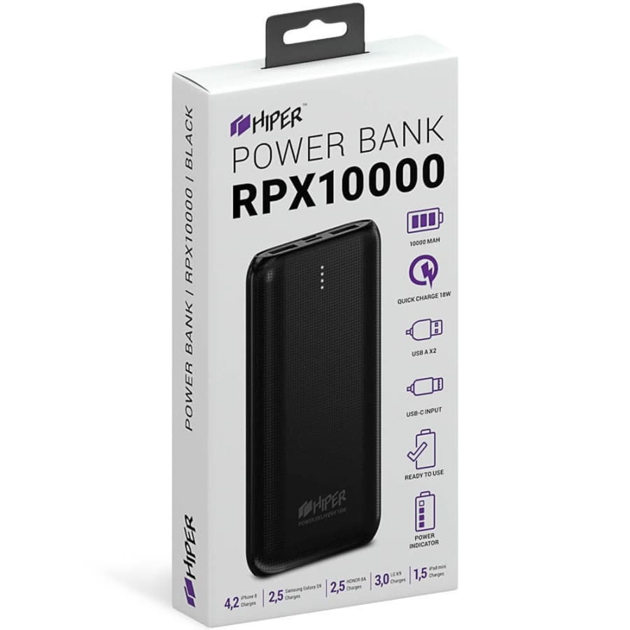 Универсальный аккумулятор RPX10000, QC3.0, PD, TYPE C, емкость 10000 мАч, черный , черный-2