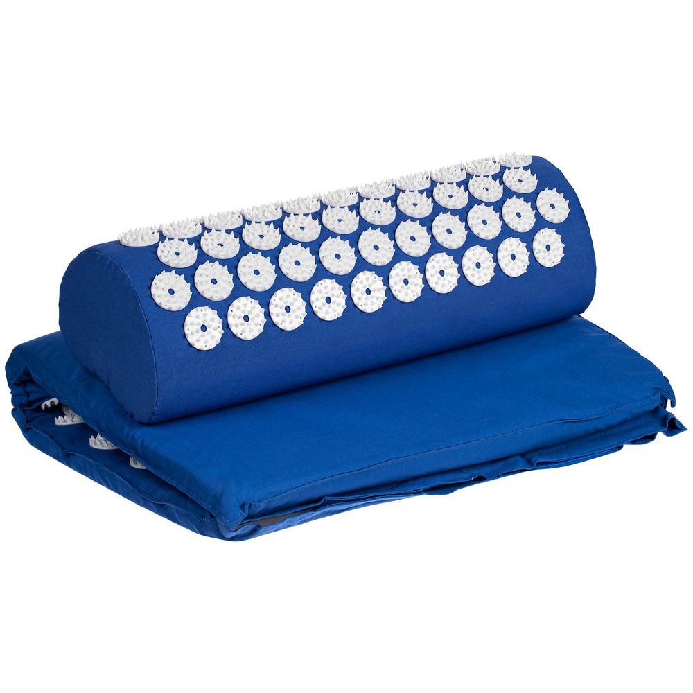 Массажный акупунктурный коврик с валиком Iglu, синий с белым-2