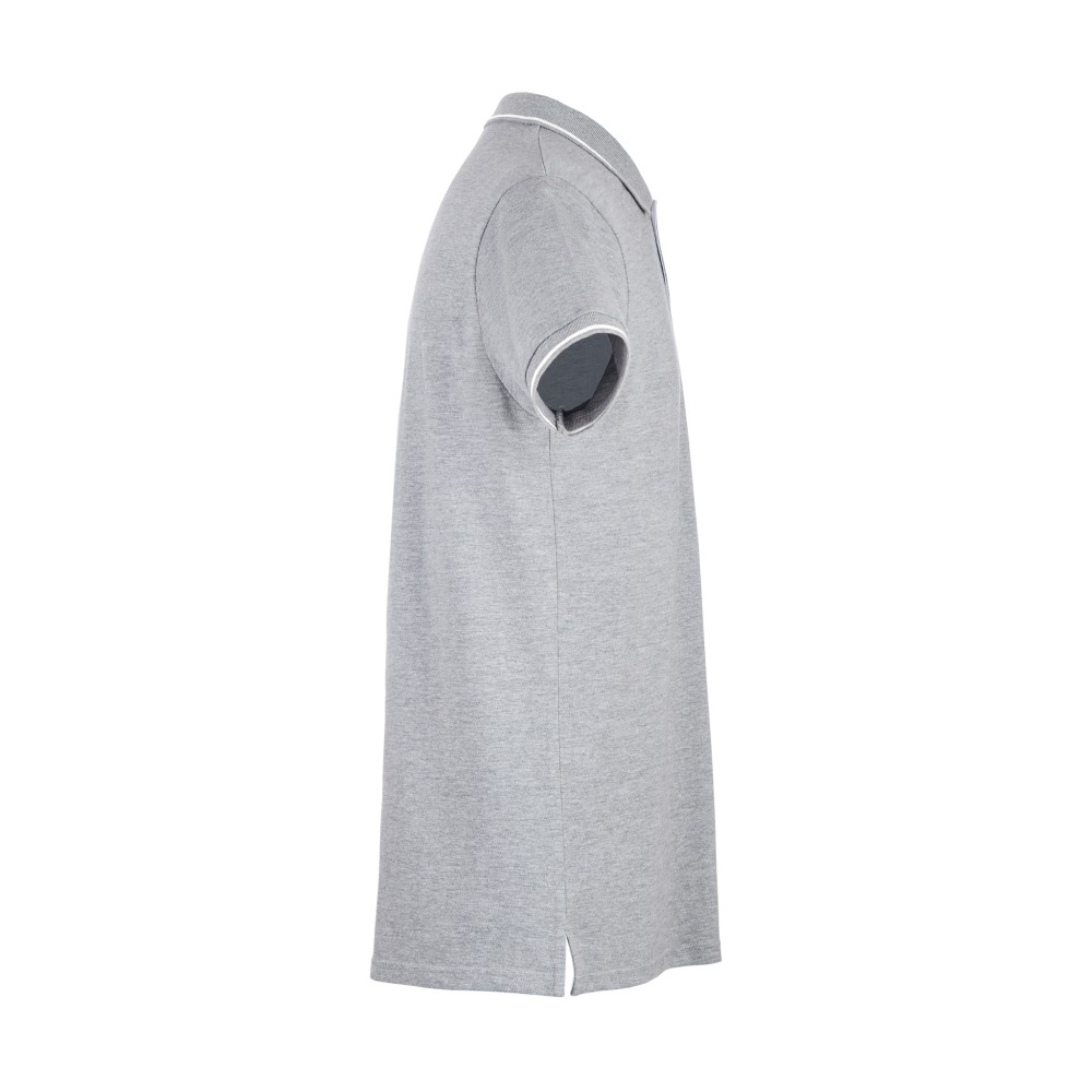 Рубашка-поло мужская SPECTRUM, короткий рукав 195, серый меланж, белый-1