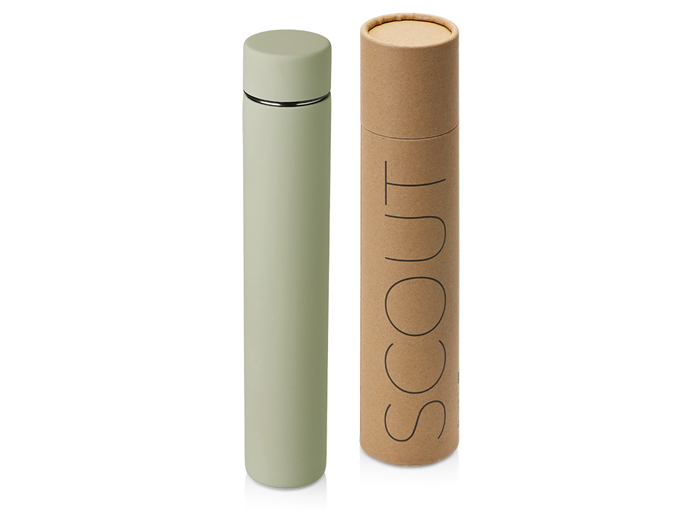 Термос Scout софт-тач, тубус, оливковый-0