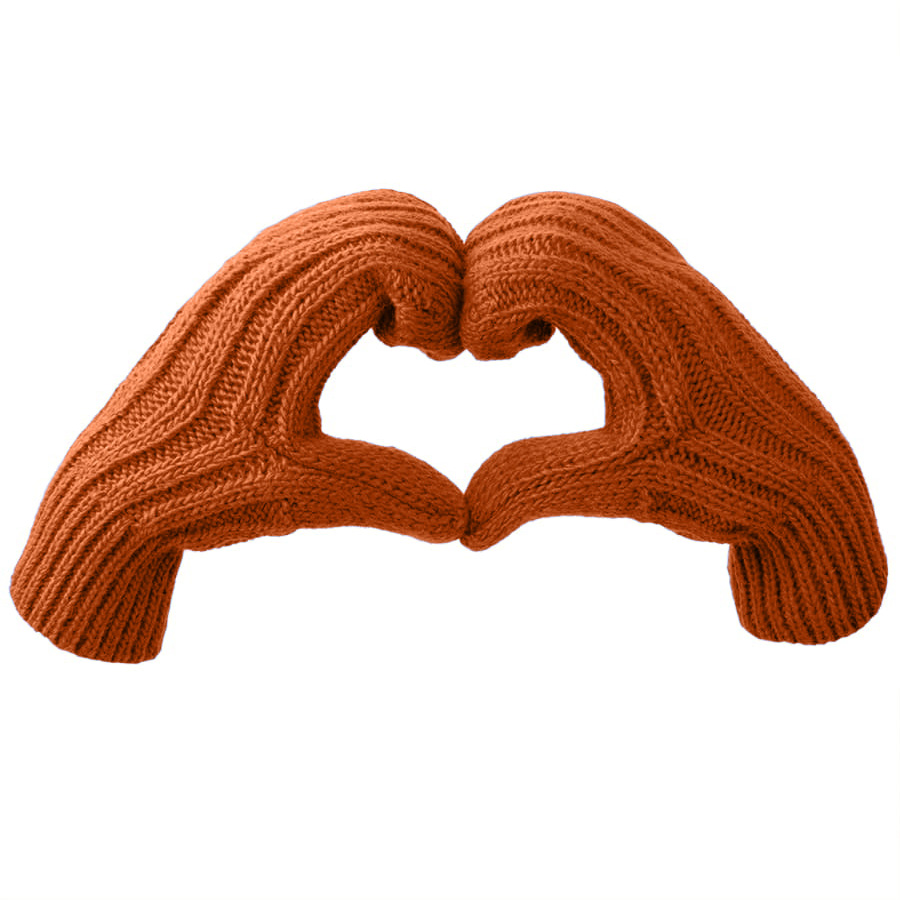 Варежки вязаные НАСВЯЗИ© шерсть/акрил, оранжевый-2