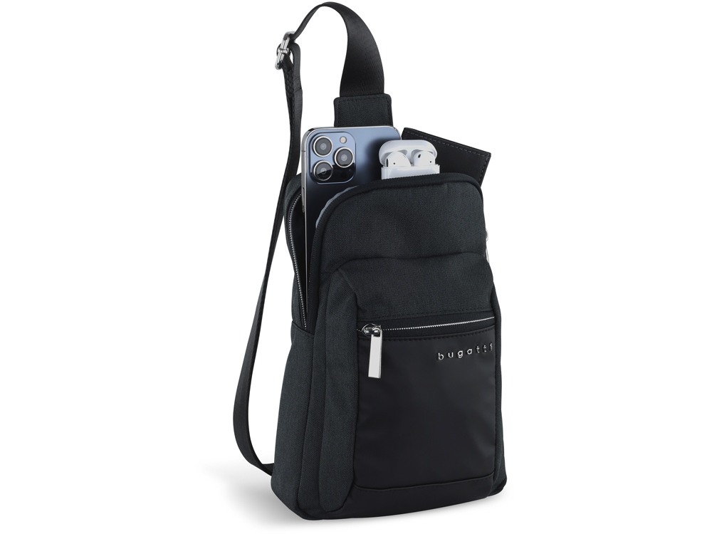 Сумка кросс-боди мужская BUGATTI Sera, антрацитовая, полиэстер, 17х6х26,5 см, 2,5 л-4