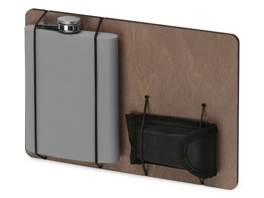 Подарочный набор Путешественник с флягой и мультитулом, светло-серый-0