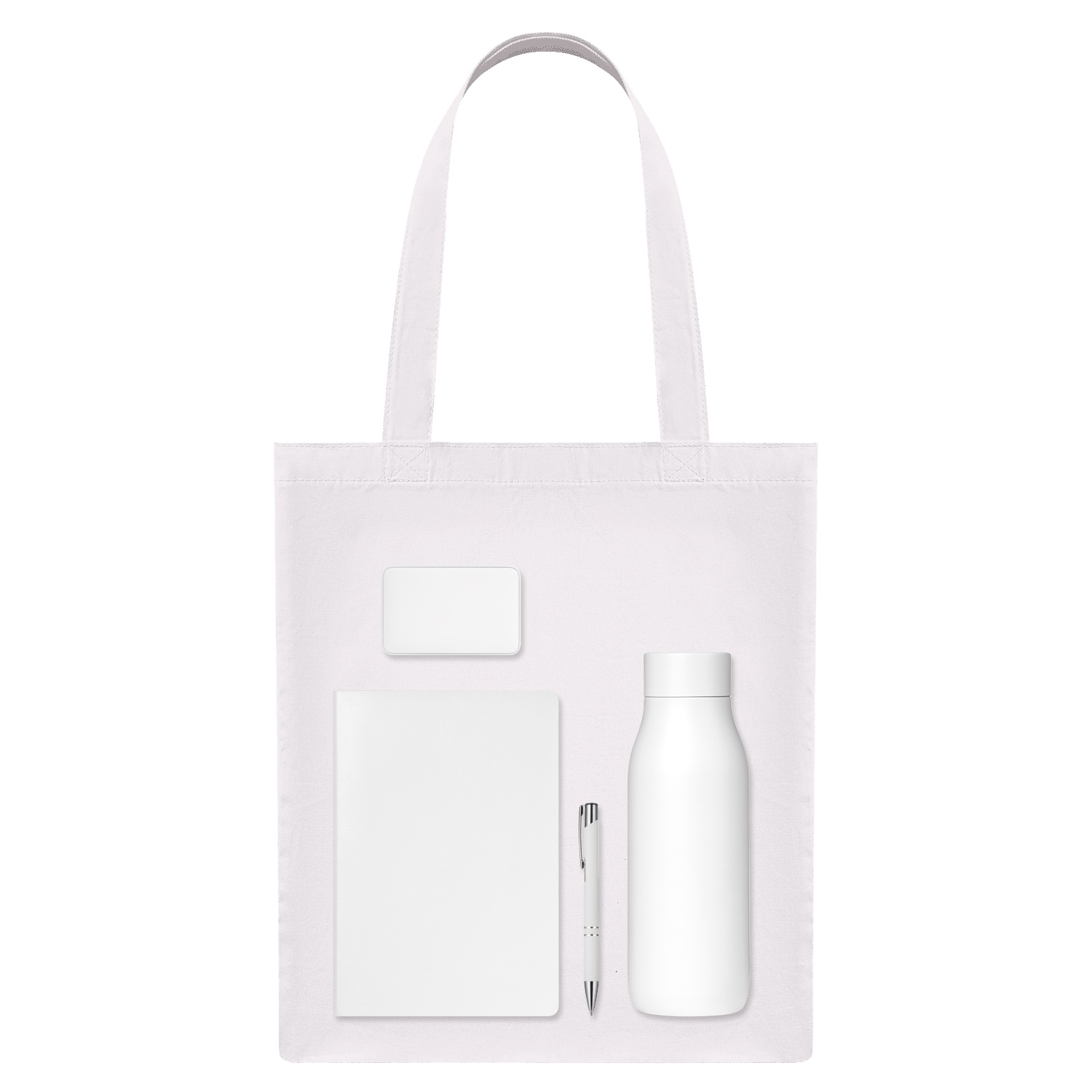 Подарочный набор Welcome Pack, белый (термобутылка, ежедневник, ручка, ЗУ, шоппер)-0