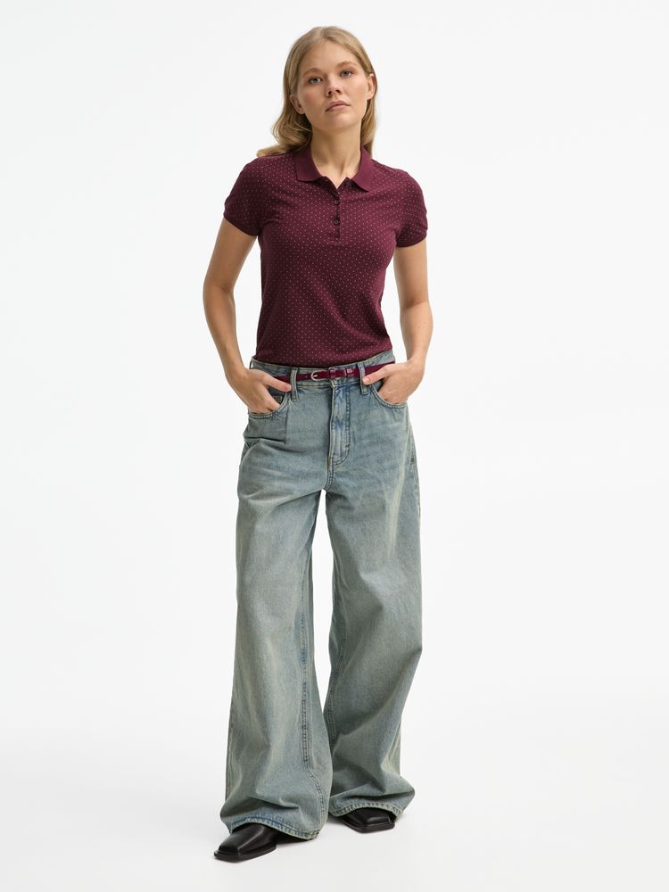 Рубашка поло женская Brandy Women, бордовая с белым-4