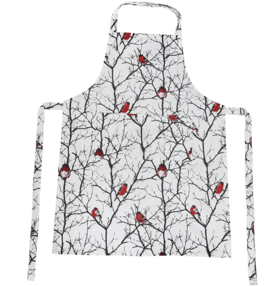 Подарочный набор для кухни  "Снегири",хлопок 100%, передник и прихватки, белый, красный-1
