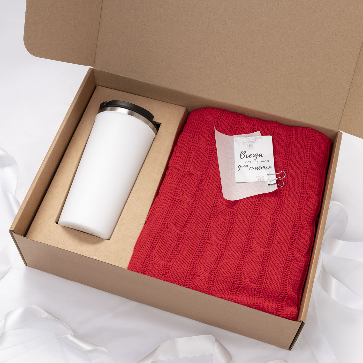 Плед Fado вязаный, красный (без подарочной коробки)-8