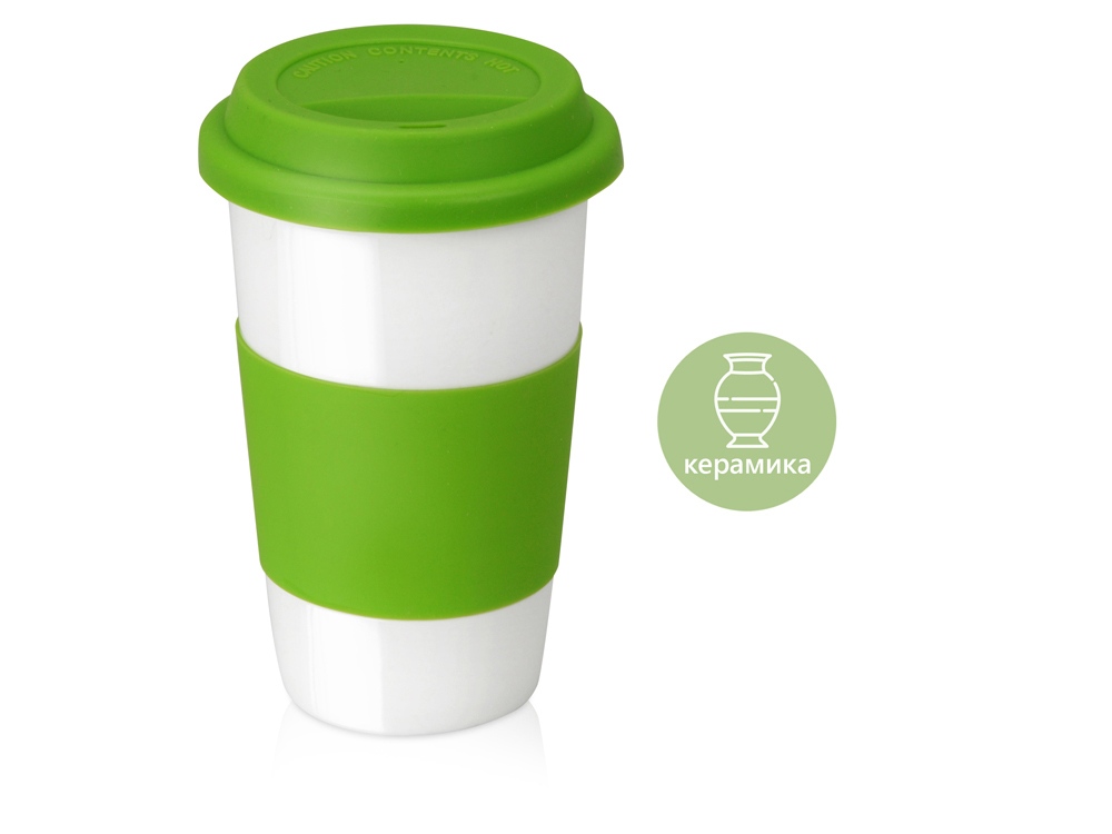 Кружка с силиконовой крышкой и манжетой Нью-Йорк 300мл, зеленый-0