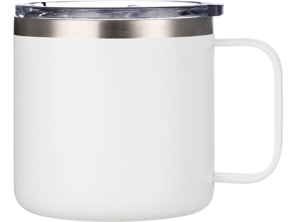 Кружка стальная Alaska с крышкой слайдером, powder coating, белый-2