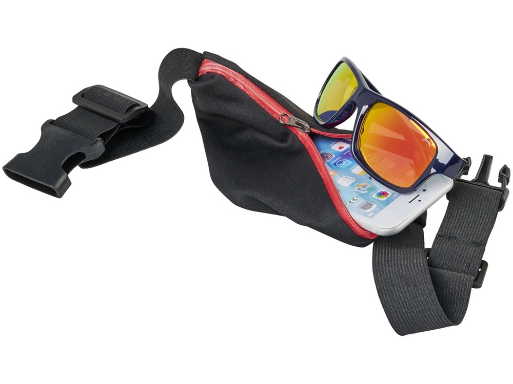 Эластичная спортивная поясная сумка Nicolas, красный-3