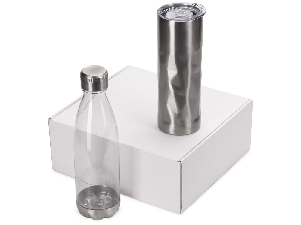 Подарочный набор с термокружкой и бутылкой Water cross, серебристый-0