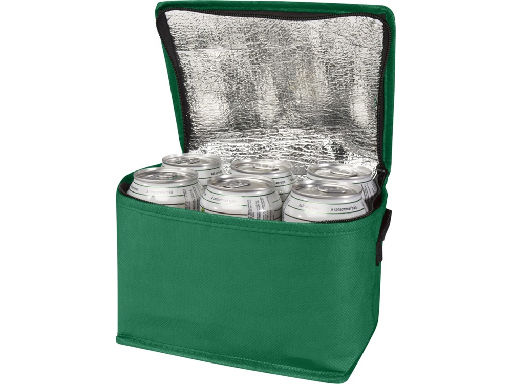 Spectrum нетканая сумка-холодильник, 4 л, на 6 банок, из переработанных материалов, зеленый-0